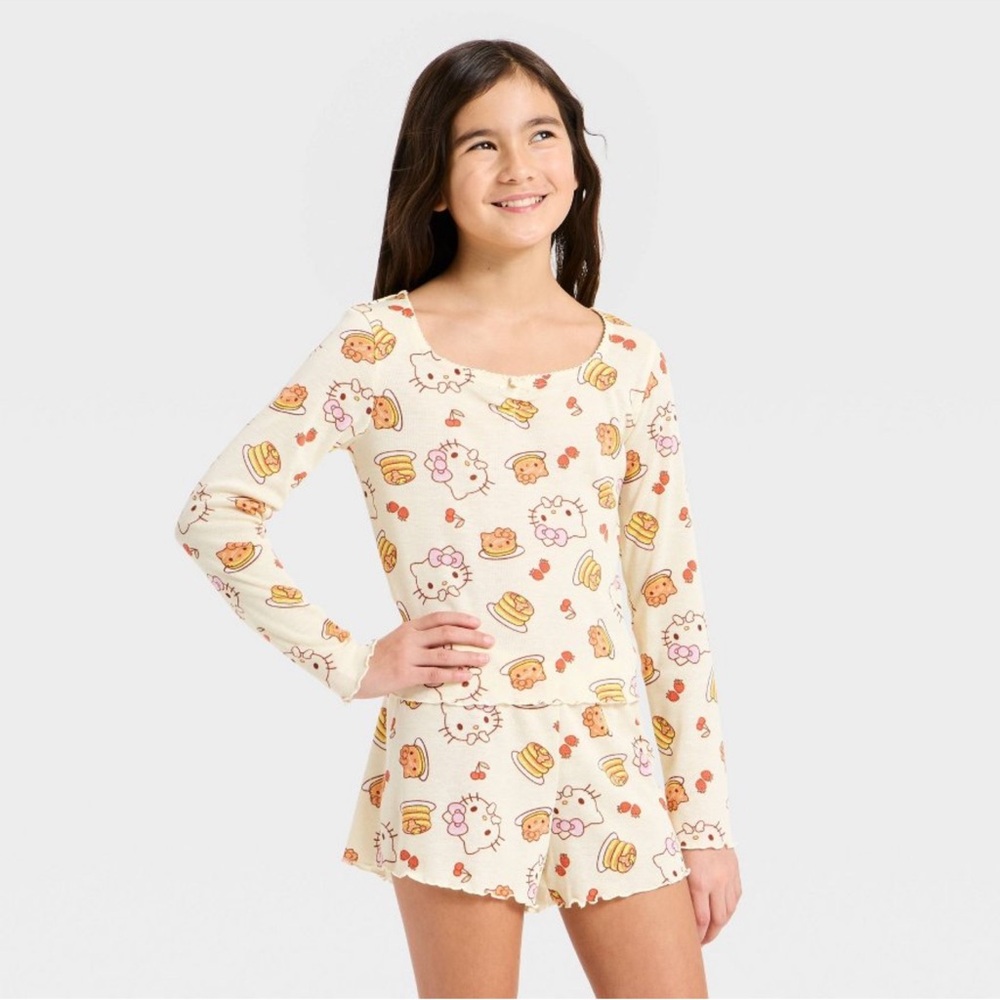 Hello Kitty Long Sleeve Pajama Set - Yellow M